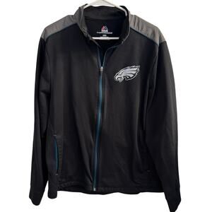 Majestic Jacket Men's Black NFL Eagles Thermal Base Full Zip Long Sleeve Sz L